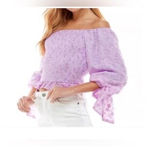 TCEC Lilac Off-Shoulder top with bow sleeves